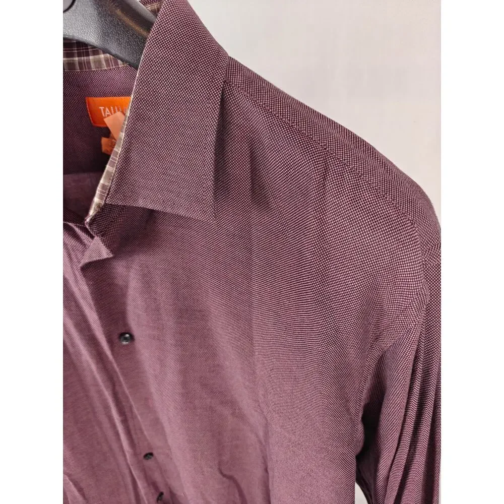 Men’s Tallia Dress Shirt Burgundy XL 17.5 Long Sleeve Cotton